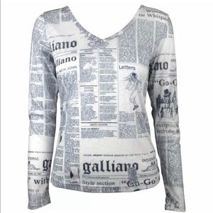 SOLD Galliano Newspaper Print Long Sleeve Shirt